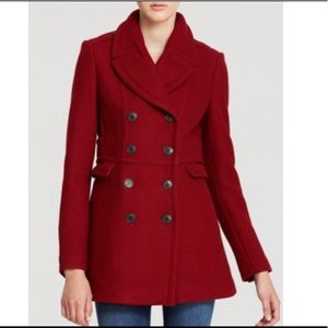 Burberry Brit Newmont Wool Cashmere Peacoat Red